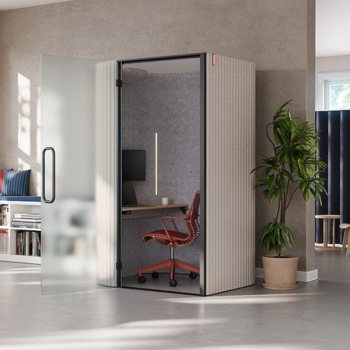 Isola di privacy per ufficio a 1 posto - BAY  - Herman Miller - in tessuto / in vetro