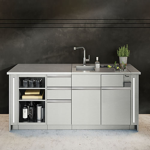 Cucina contemporanea - DISTINCTION DIS-LIN-I7A - JULIEN - in acciaio inossidabile / con isola / modulare