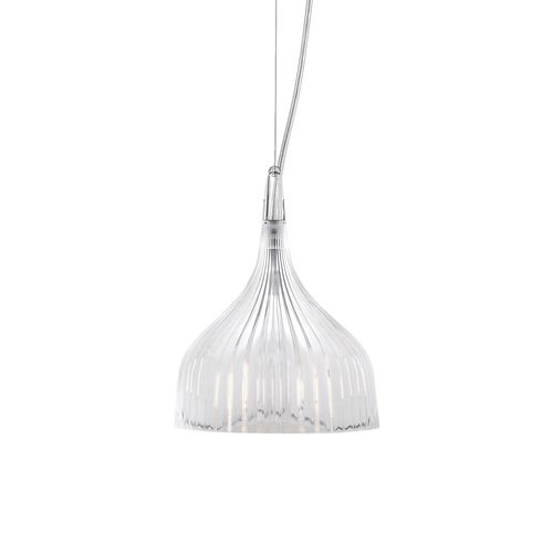Lampada a sospensione - E' - Kartell - in metallo cromato / in policarbonato / contemporanea