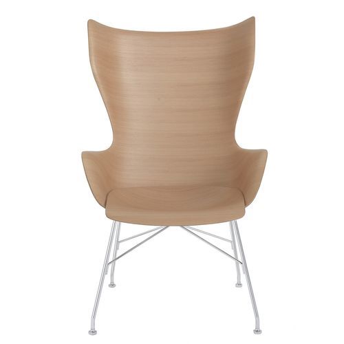 Poltrona contemporanea - K/WOOD - Kartell - in pelle / in frassino / in faggio
