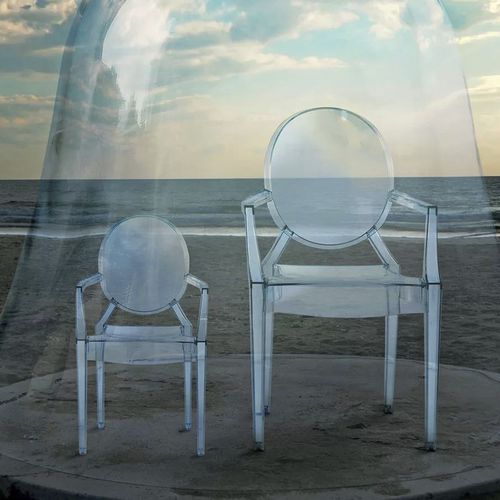 Sedia contemporanea - LOULOU GHOST - Kartell - da interno / in policarbonato / con base in policarbonato