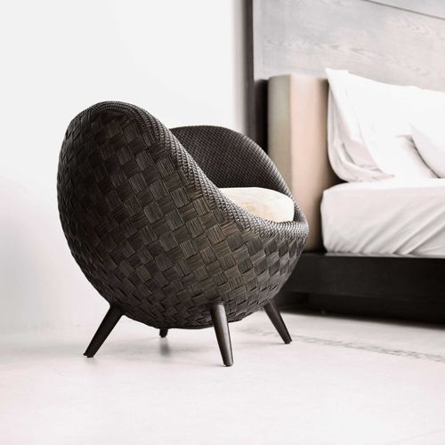 Poltrona contemporanea - LA LUNA - Kenneth Cobonpue - in rattan / in acero / con poggiapiedi