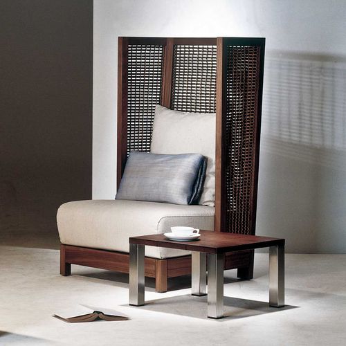 Poltrona contemporanea - SUZY WONG - Kenneth Cobonpue - in fibra di abaca / in rattan / in noce