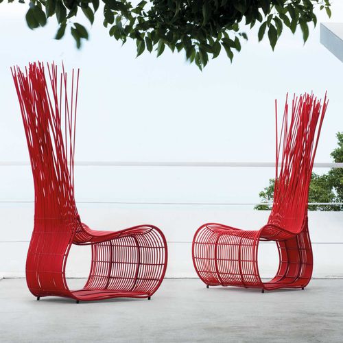 Sedia design originale - YODA - Kenneth Cobonpue - da interno / in rattan / in acciaio