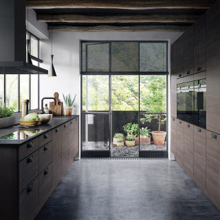 Cucina contemporanea - HARMONY DARK - HTH Køkkener - in legno massiccio / con impugnature