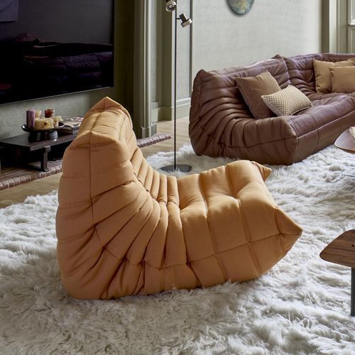 Chauffeuse design - TOGO - Ligne Roset - in tessuto / in pelle / in schiuma di poliuretano