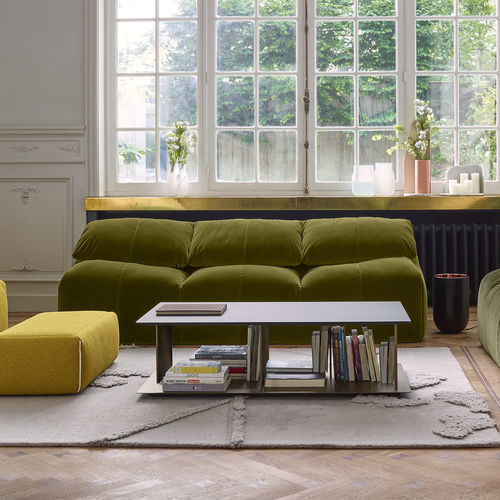 Divano contemporaneo - PLUMY - Ligne Roset - in tessuto / in schiuma di poliuretano / in pelle