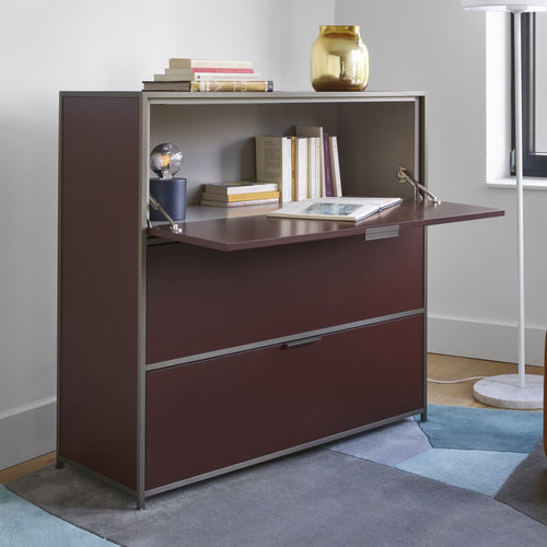 Scrittoio contemporaneo - DITA - Ligne Roset - in alluminio / in legno laccato / con vano contenitore