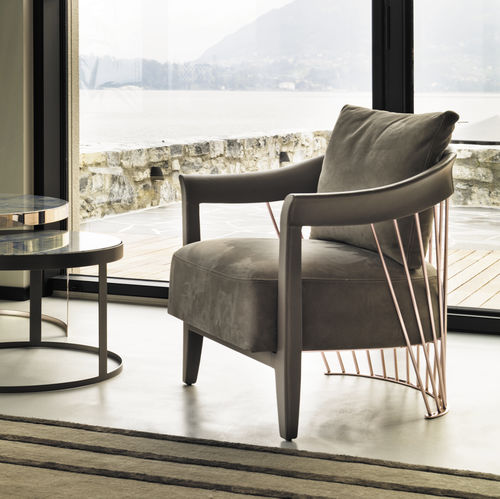 Poltrona contemporanea - DOROTHY  - LONGHI S.p.a. - in tessuto / in pelle / in metallo