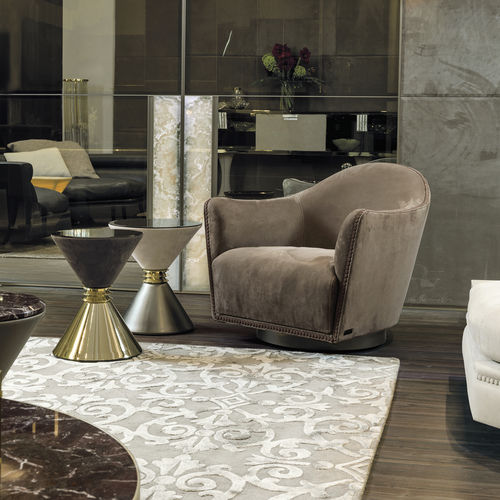 Poltrona classica - VIVIENNE  - LONGHI S.p.a. - in tessuto / in pelle / in legno compensato