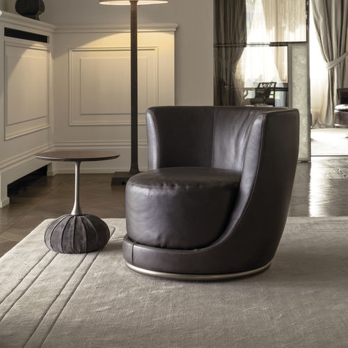 Poltrona contemporanea - LAURENT  - LONGHI S.p.a. - in tessuto / in pelle / in legno