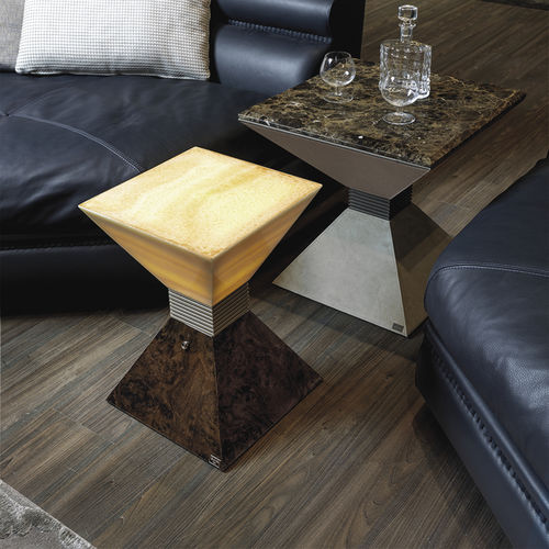 Tavolo d'appoggio contemporaneo - ANDY  - LONGHI S.p.a. - in legno laccato brillante / in metallo / in marmo