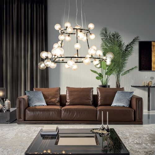 Lampadario contemporaneo - DUCALE  - LONGHI S.p.a. - in vetro soffiato / in metallo / con diffusori sferici