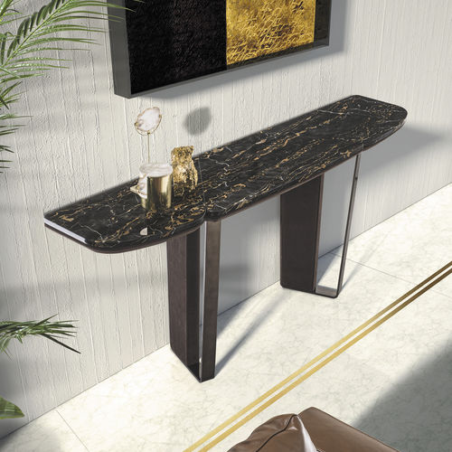 Consolle contemporanea - KEOPE  - LONGHI S.p.a. - in marmo / con supporto in metallo / a forma di D