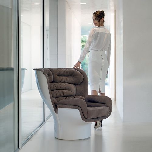 Poltrona design originale - ELDA  - LONGHI S.p.a. - in tessuto / in pelle / in composito armato di fibra di vetro