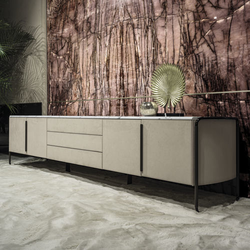 Credenza contemporanea - STEVEN - LONGHI S.p.a. - in legno / in metallo / in pelle