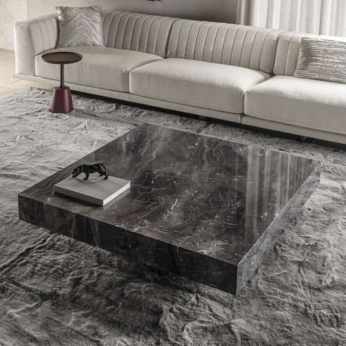 Tavolino basso contemporaneo - LIGHT - LONGHI S.p.a. - in marmo / con supporto in marmo / quadrato