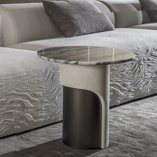 Tavolo d'appoggio contemporaneo - HARPER - LONGHI S.p.a. - in legno / in marmo / con supporto in legno