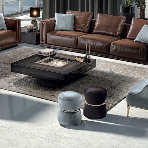 Pouf contemporaneo - RIVER - LONGHI S.p.a. - in legno / in bronzo / in metallo cromato