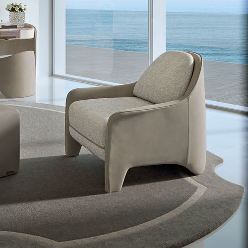 Poltrona contemporanea - NORA - LONGHI S.p.a. - in tessuto / in pelle / beige