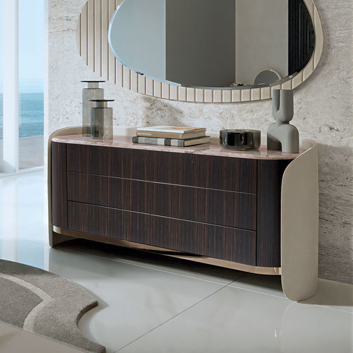 Cassettone contemporaneo - SELENA - LONGHI S.p.a. - in ebano / in pelle / in marmo