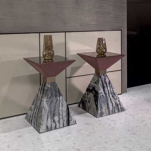 Tavolo d'appoggio contemporaneo - ANDY - LONGHI S.p.a. - in legno laccato / in onice / con supporto in marmo