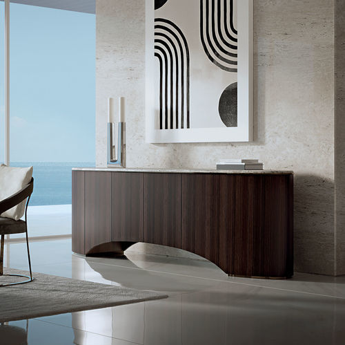 Credenza contemporanea - CAMELIA - LONGHI S.p.a. - in eucalipto / in metallo / in pelle