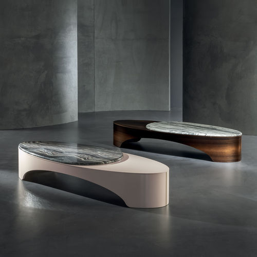 Tavolino basso contemporaneo - GREGG - LONGHI S.p.a. - in marmo / con supporto in ebano / ovale