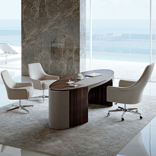 Scrivania da terra - IDA - LONGHI S.p.a. - contemporanea / in legno / in pelle