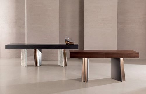 Tavolo d'appoggio contemporaneo - Mouth Console - LONGHI S.p.a. - in pelle / in metallo / in marmo