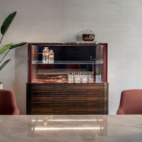 Mobile bar per bar - SEAN - LONGHI S.p.a. - moderno / in pelle / in vetro fumè