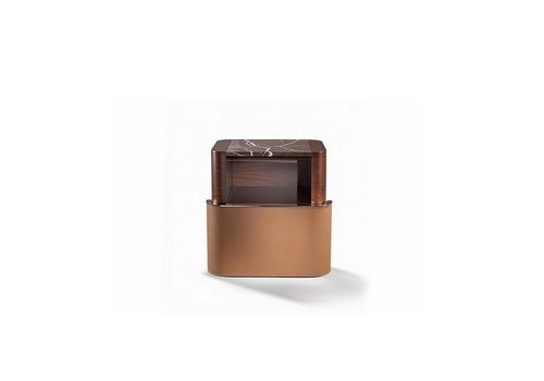 Comodino contemporaneo - Sean bedside table - LONGHI S.p.a. - in marmo / in legno laccato / in pelle