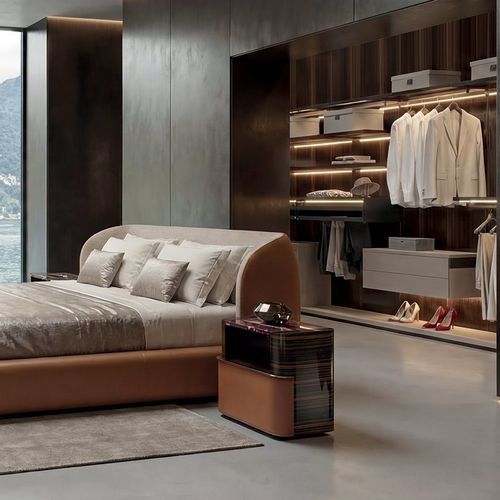 Comodino contemporaneo - SEAN  - LONGHI S.p.a. - impiallacciato in legno / rettangolare / con cassetti