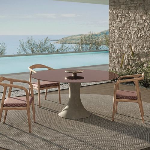 Tavolo moderno - DEVON - LONGHI S.p.a. - in cemento / con base in cemento / rotondo