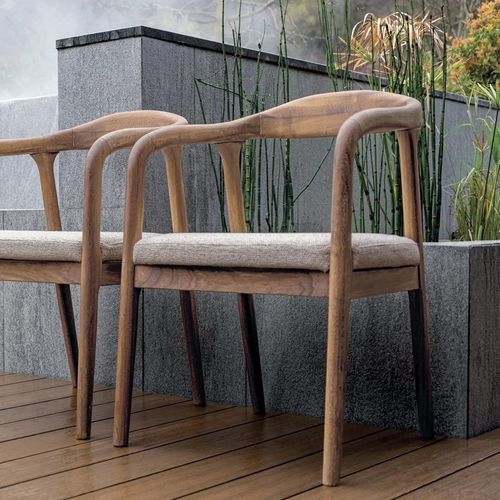 Sedia da giardino contemporanea - DUNA - LONGHI S.p.a. - per esterni / in iroko / con supporto in legno