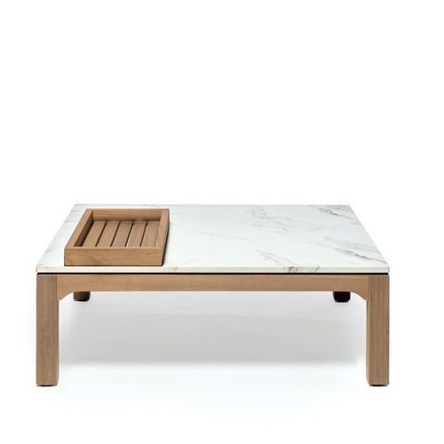 Tavolino basso moderno - STADEL - LONGHI S.p.a. - in HPL / con supporto in iroko / quadrato