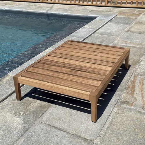 Tavolo d'appoggio contemporaneo - GARDEN - LONGHI S.p.a. - in iroko / con supporto in legno / rettangolare