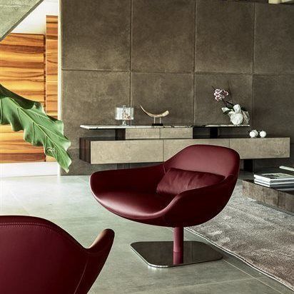 Poltrona moderna - MEREDITH - LONGHI S.p.a. - in pelle / in tessuto / in metallo