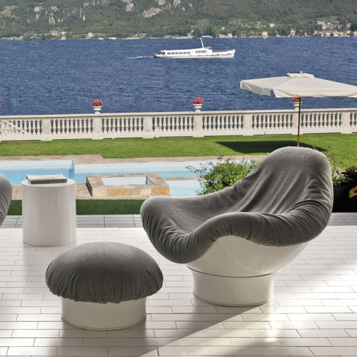 Poltrona design originale - RODICA  - LONGHI S.p.a. - in tessuto / in pelle / in metallo