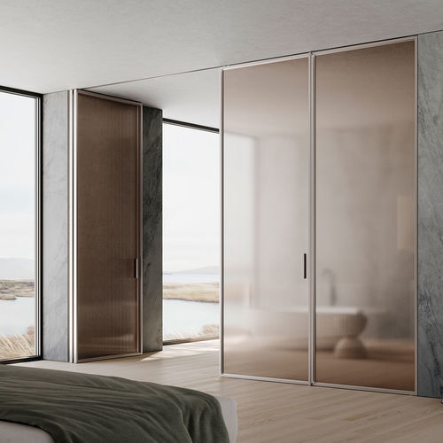 Porta da interno - L7 Bi-folding - Lualdi - in vetro / in alluminio / a libro