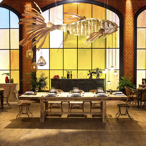 Lampada a sospensione - KOI - Lzf-Lamps - in tessuto / in legno / design originale