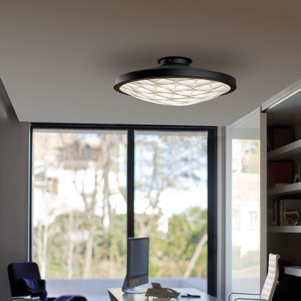 Plafoniera contemporanea - CERVANTES - Lzf-Lamps - rotonda / in acrilico / in legno