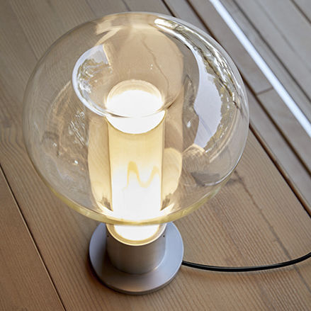 Lampada da tavolo - ERIS - Lzf-Lamps - in alluminio / in vetro borosilicato / impiallacciata in legno