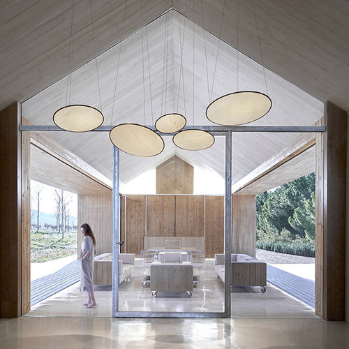 Lampada a sospensione - SUNS - Lzf-Lamps - impiallacciata in legno / contemporanea / con cavo