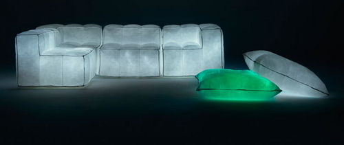 Divano design originale - VIA LATTEA - Meritalia - in tessuto / blu / di Mario Bellini