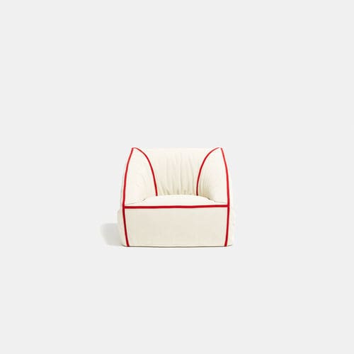 Poltrona design originale - CREASE - Meritalia - in lana / imbottita / rossa