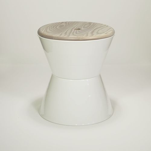Sgabello contemporaneo - Flip  - MIO - in frassino / con supporto in alluminio / rotondo