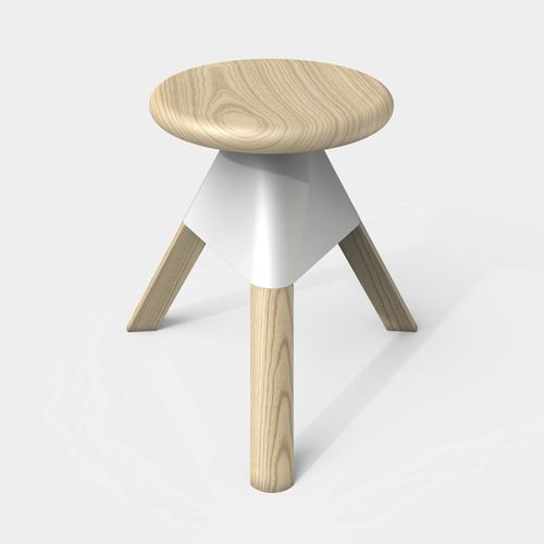 Sgabello contemporaneo - Glide  - MIO - in frassino / in alluminio / con supporto in frassino