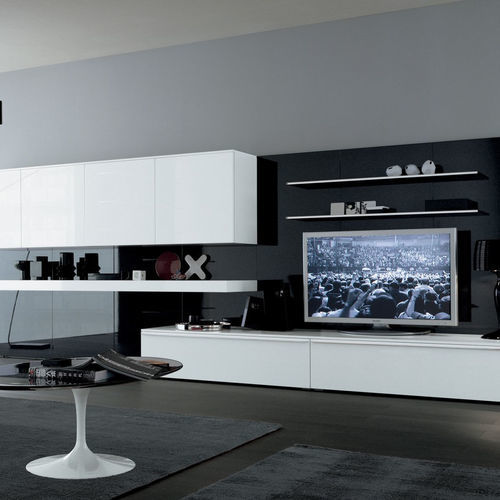Parete attrezzata TV contemporaneo - TAO - MisuraEmme SpA - in legno laccato / Made in Italy / di Mauro Lipparini