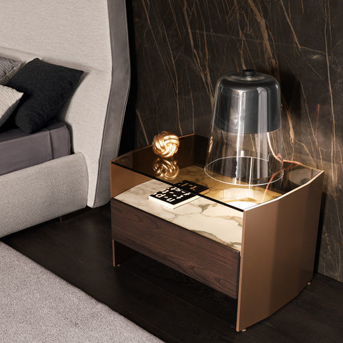 Comodino contemporaneo - MILVIAN - MisuraEmme SpA - in legno / in vetro / in metallo